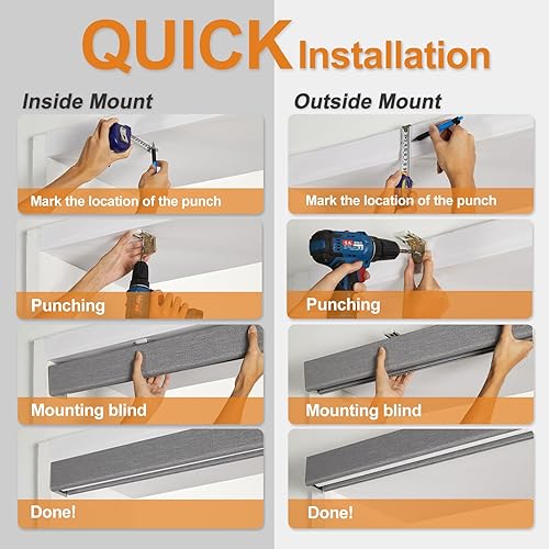 Miniatura 7 de Persilux Persianas enrollables de tamaño personalizado sin cordones para ventanas con casete mejorado, oscurecimiento de la habitación, persianas