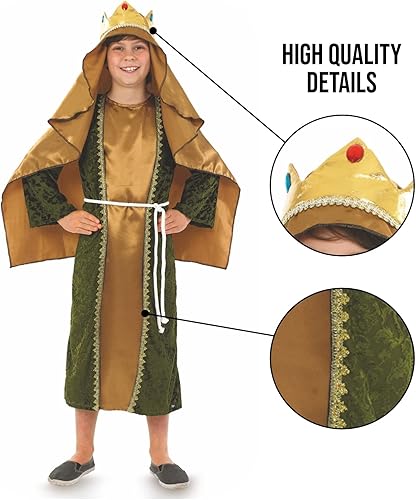 Miniatura 4 de Fun Shack Disfraz de 3 hombres sabios para niños tres reyes Wiseman bata bíblica vestido de natividad disfraces de Navidad para niños S M L XL
