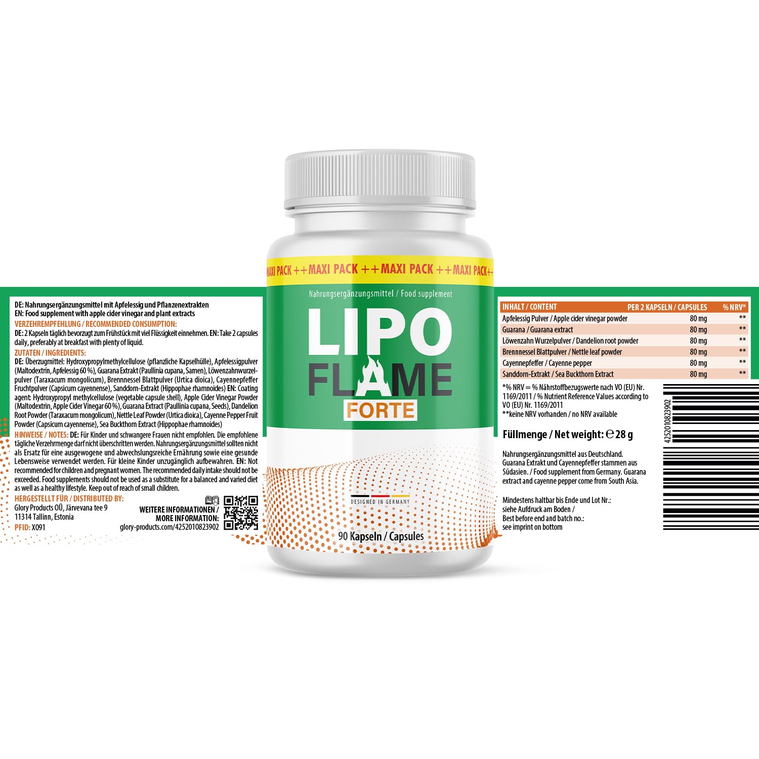 Lipo Flame Forte Kapseln | Für Männer & Frauen | 90 Kapseln