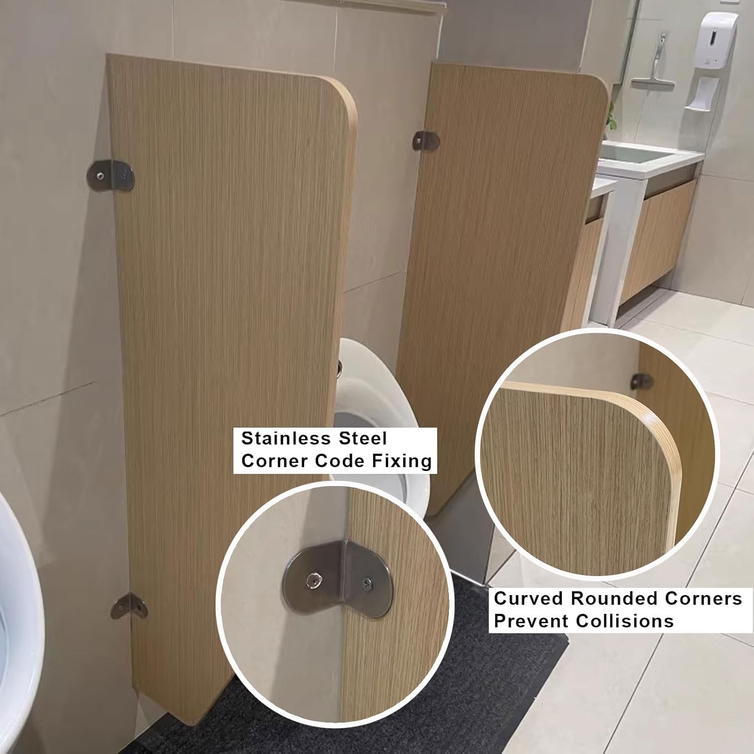 Urinal Partition Divider With Accessories Wall-Mounted Men Urinal Screen Toilet Partition Public Toilet Partition Urinal Waterproof Board Wall Privacy Screen For Schools/Kindergartens/Public Places(1