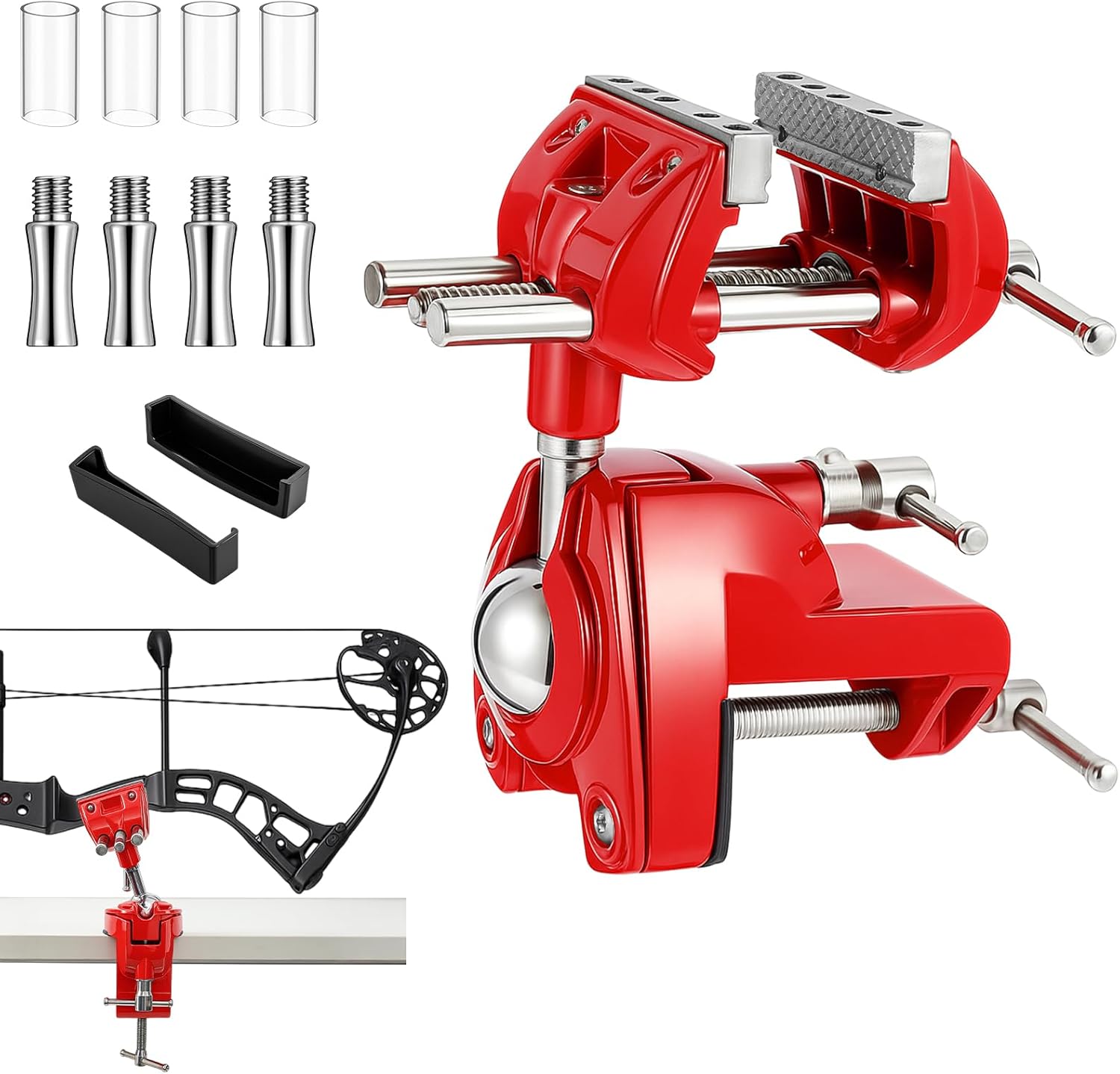 Bow Vise for Compound Bows 360° Rotate Professional Bench Vise Compound Bow Recurve Bench Adjustment Removable Household Archery Accessories for Archery Tuning Set up and Repair