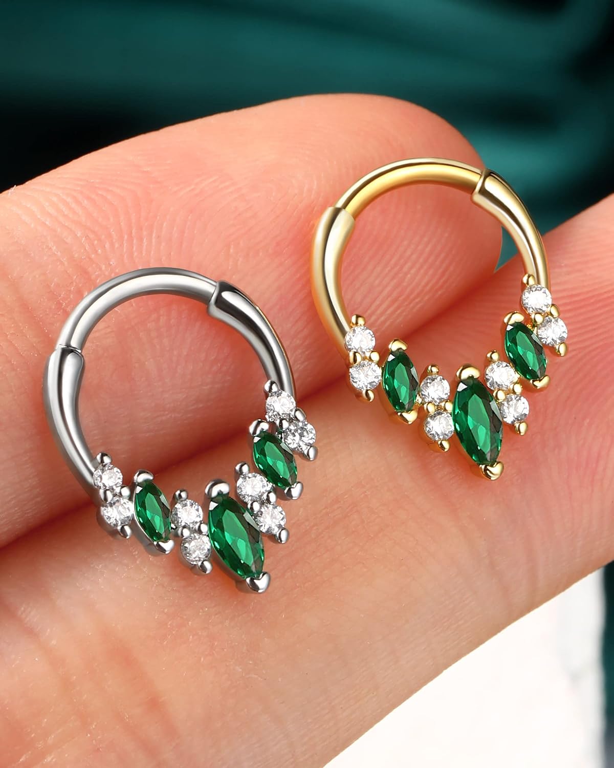 COCHARM Septum Rings 16G, V Shape Septum Nose Rings, 8MM Stainless Steel Helix Daith Piercing Jewelry