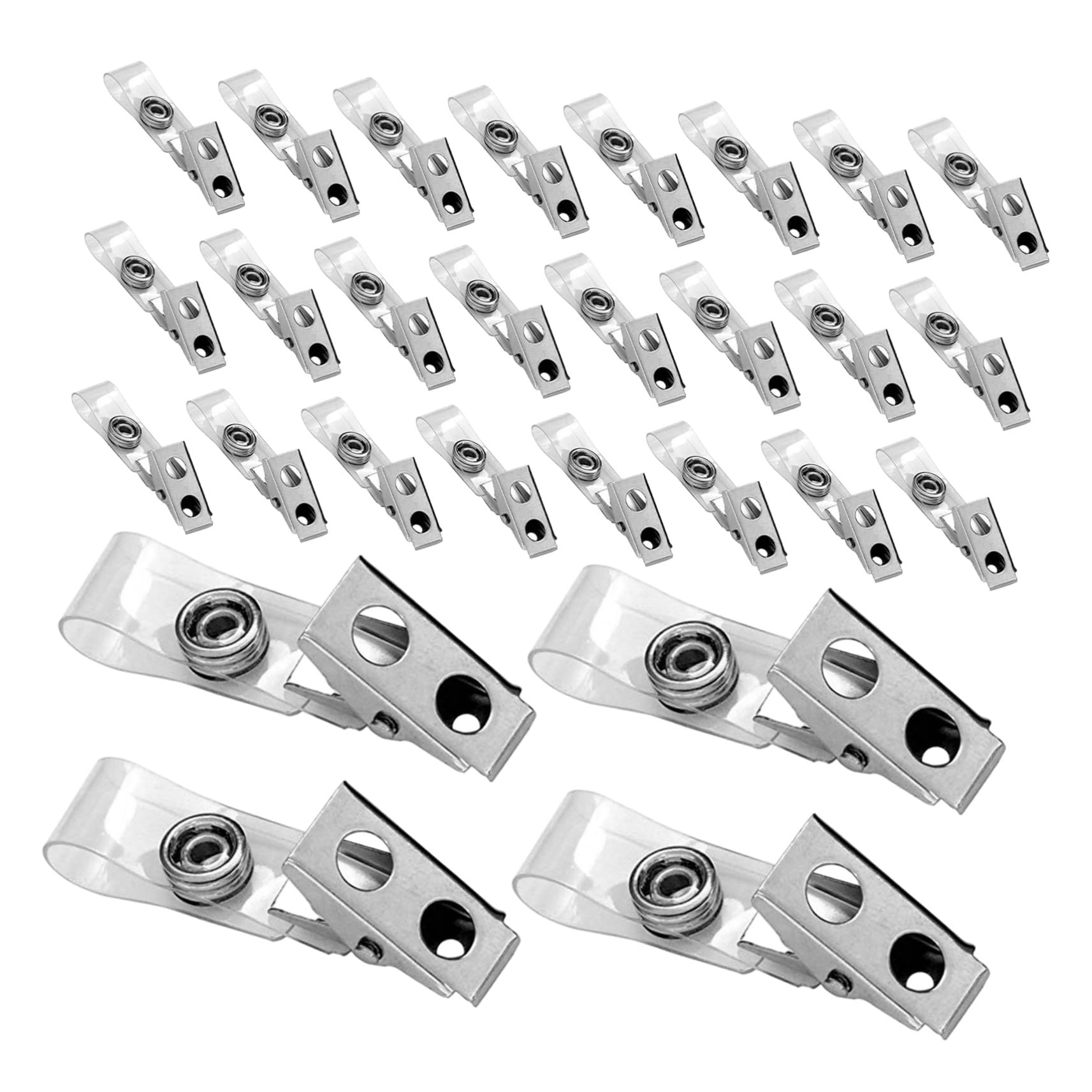 250 Pezzi Clip per Badge con Doppio Foro Portabadge Trasparente Leggero e Resistente per Ufficio Scuola e Ospedale Porta ID per Conferenze ed Eventi