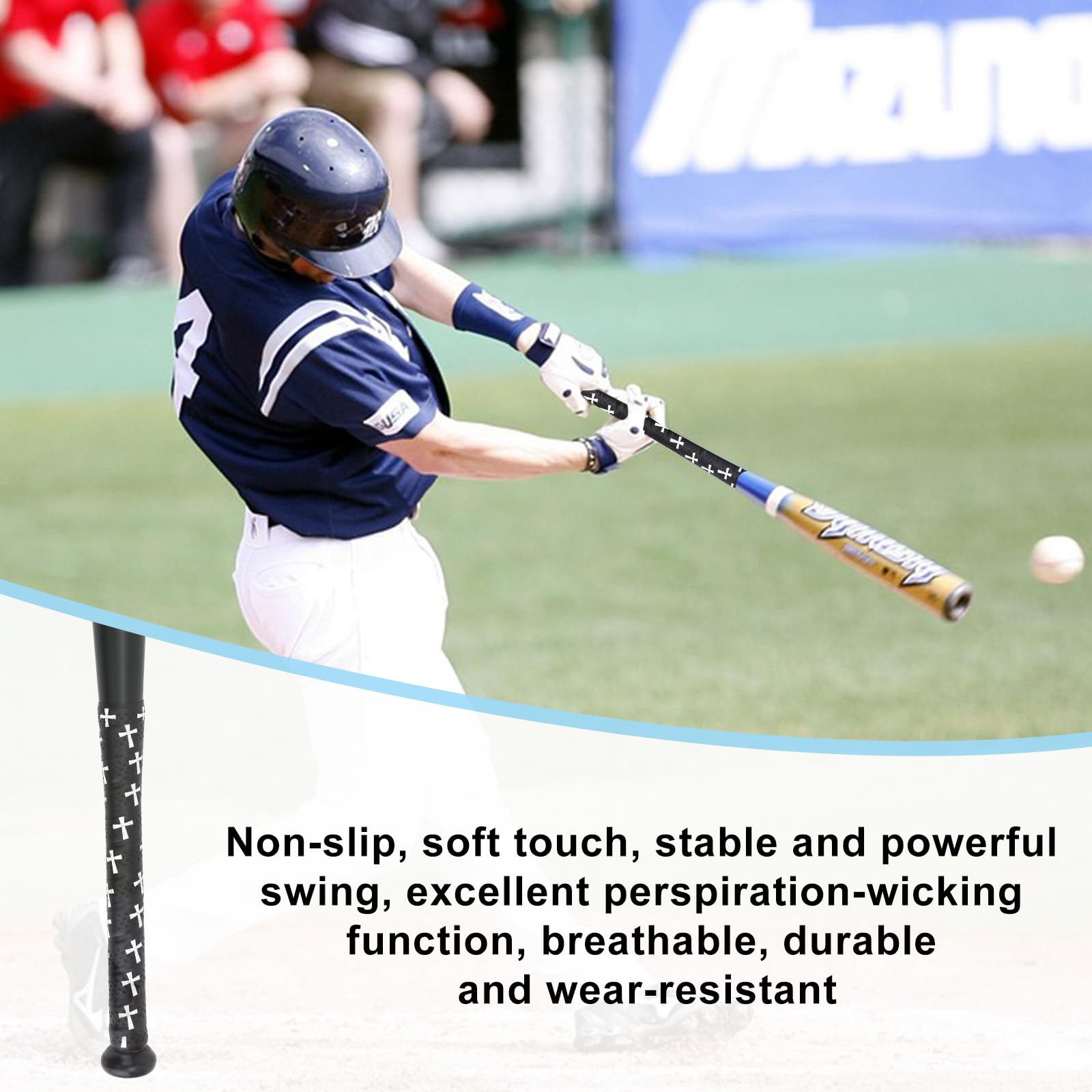 Cinta de Agarre para Bate de Béisbol, Precortadas Antideslizantes, Softbol, Accesorios Cristiano