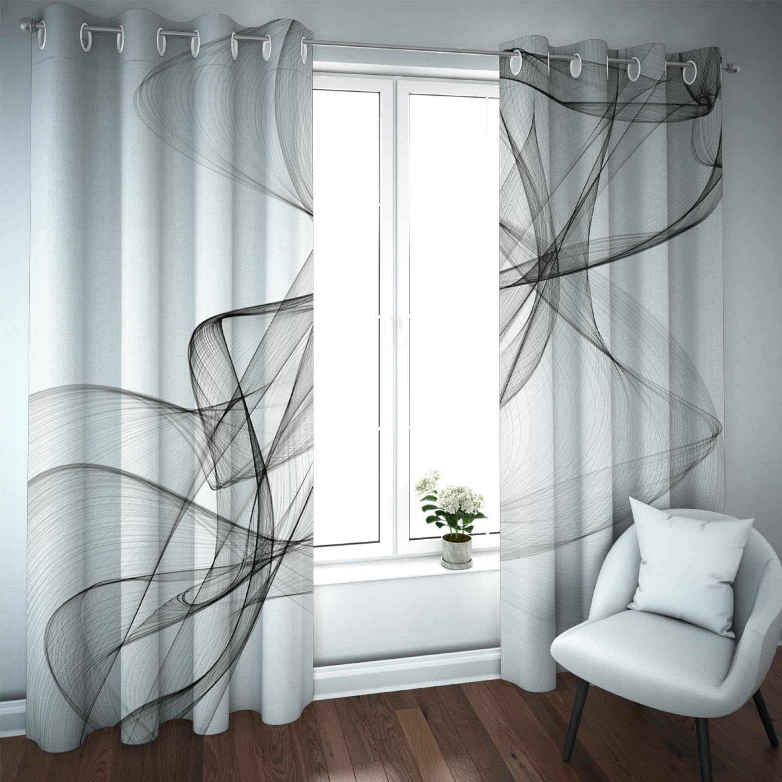 Tenda A Pannello Oscurante 2 Pezzi, Design Astratto Moderno, Per Soggiorno E Camera Da Letto, 106x158 Cm
