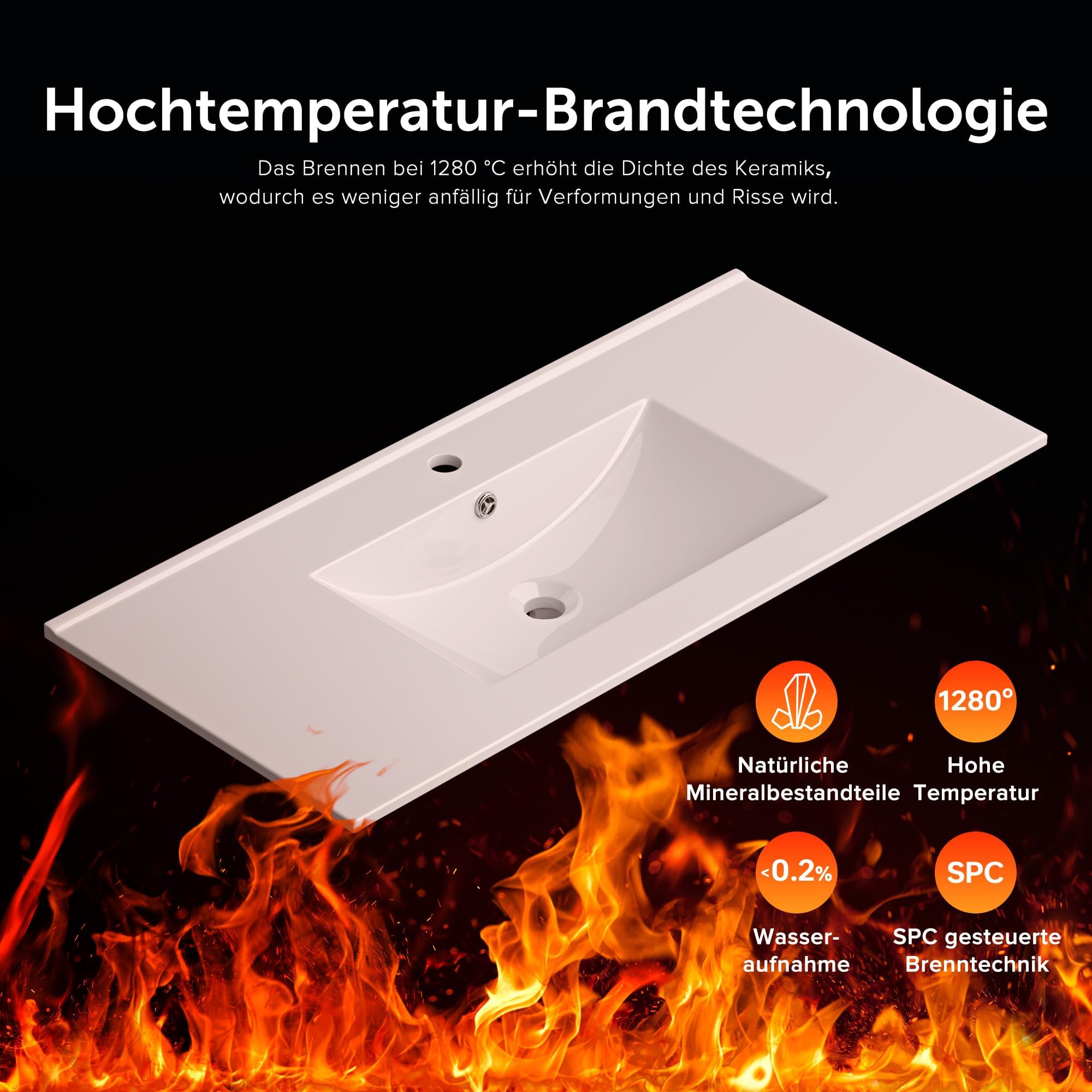 doporro Waschbecken Einbauwaschbecken 81x47x18cm Weiß aus Keramik inkl. Nano-Beschichtung Rechteckig Brüssel912