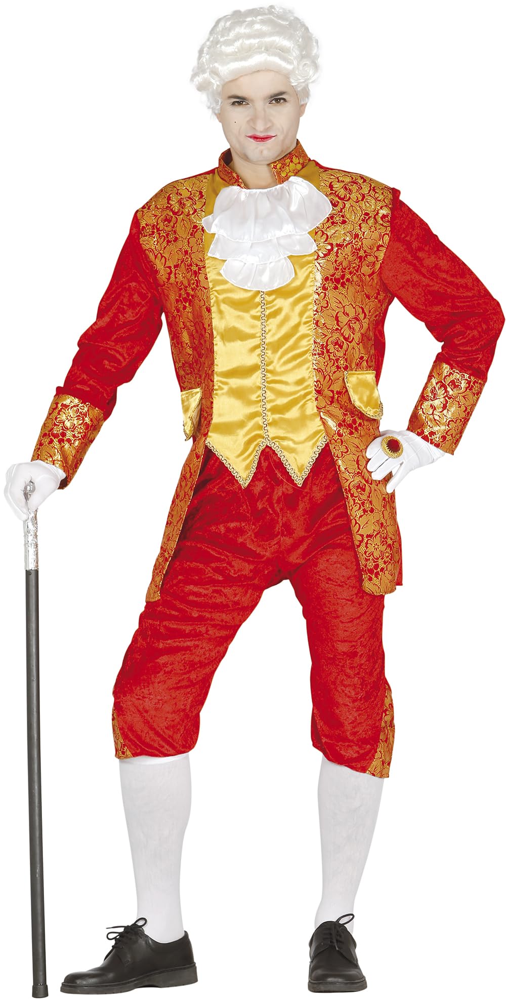 FIESTAS GUIRCA | Costume de Conde Adulte - Veste, Pantalon et Plastron - Costume de Marquis pour Halloween, Carnaval et Fêtes Déguisées - Idéal pour Hommes - Or et Rouge