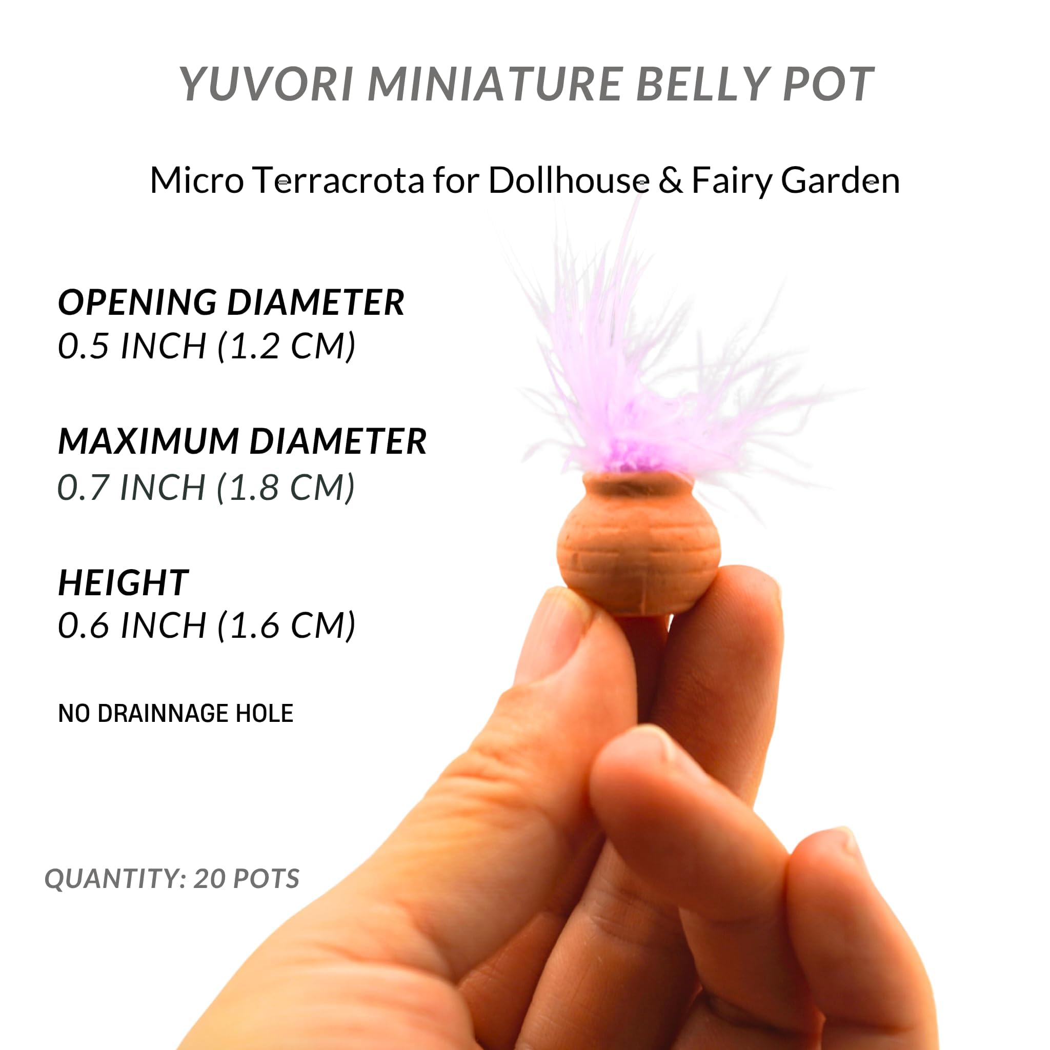20x Mini Tontöpfe für Puppenhaus & Miniaturgarten – Natur-Terrakotta – Ideal für 1:12 / 1:6 Maßstab, Moos-Terrarium, Mikrolandschaft & DIY Deko (Bauchform ohne Abflussloch, 1,2 cm)