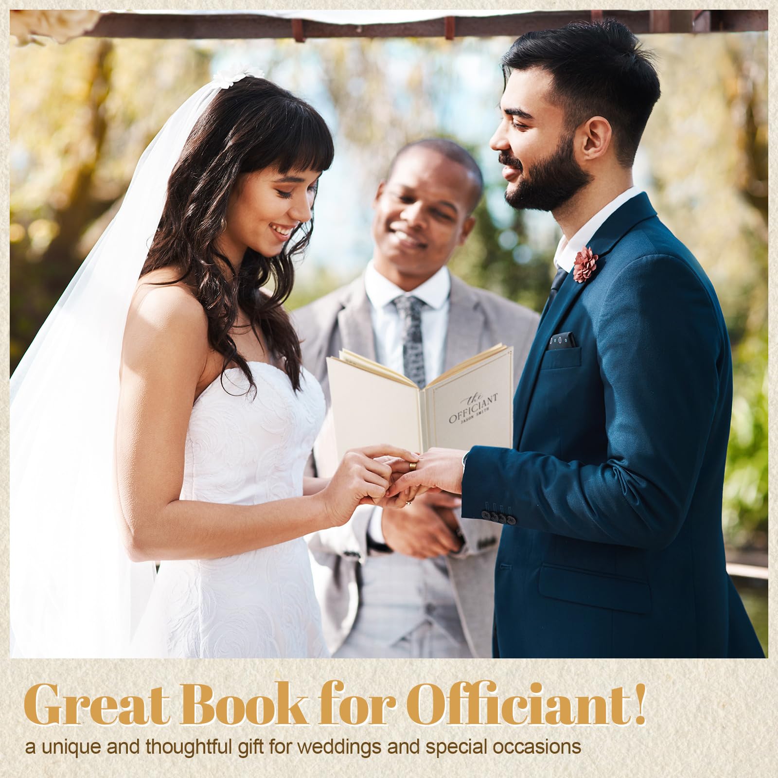 Engrowtic Wedding Officiant Book Personalized Linen Hardcover Journal with Name Sticker, 160 Lined Pages, 5.31 x 8.27 in A5 Notebook, Pastor Minister Sermon Officiant Gift for Wedding Ceremony