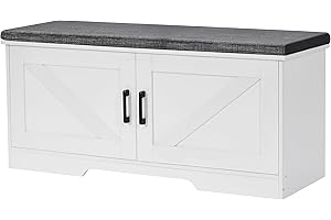 2-Tier Storage Bench with Padded Seat Cushion Bench