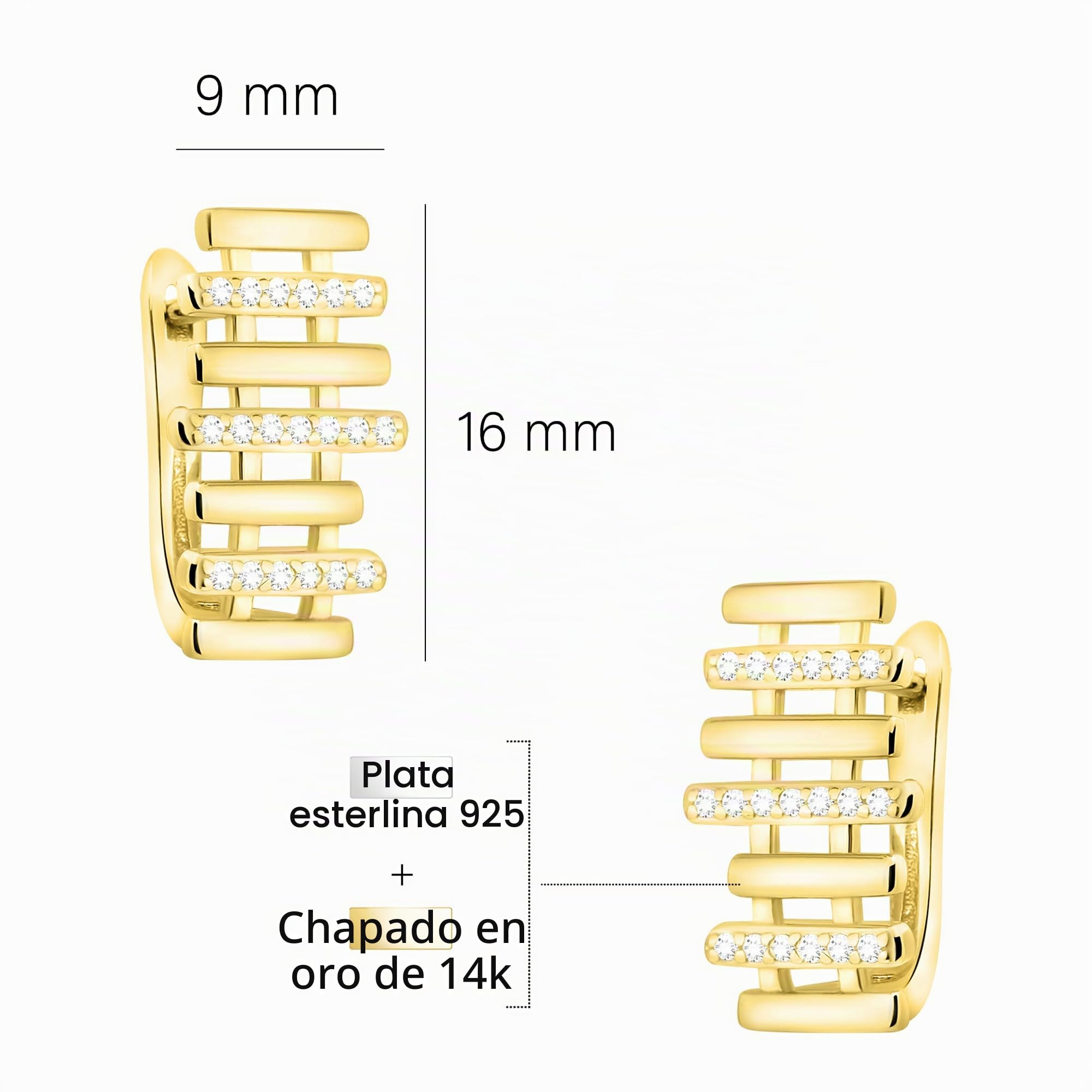 SOFIA MILANI - Pendientes para Mujeres en Plata de Ley 925 - con Circonitas - Pendiente de Botón de Retícula