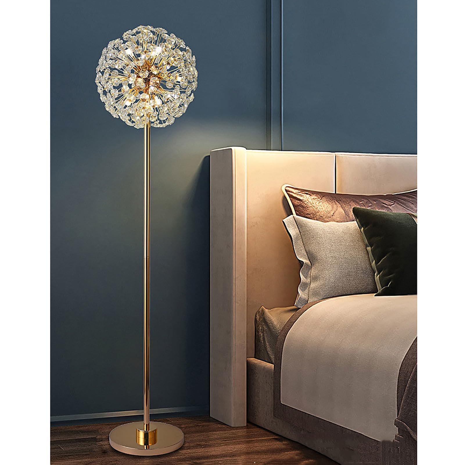 Lampadaire en cristal pour salon moderne à interrupteur à pied