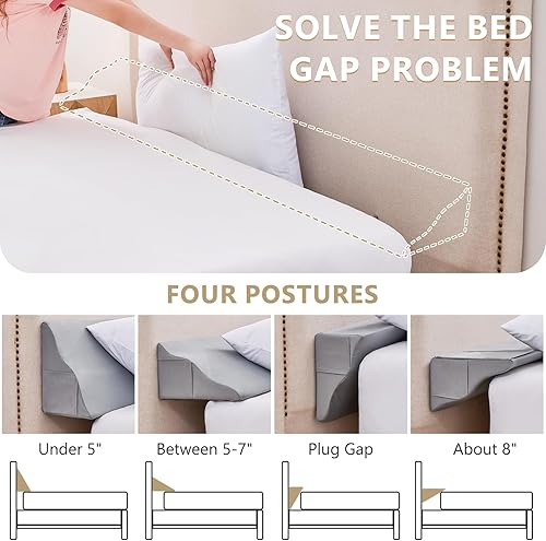 Miniatura 5 de Almohada de cuña de cama para relleno de huecos en la cabecera, tamaño King (76 x 6 x 10 pulgadas), cuña triangular para cama, relleno de espacio