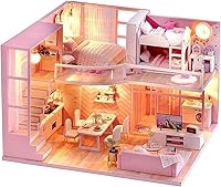 Vista 8 de TuKIIE Kit de Casa de Muñecas en Miniatura DIY con Muebles, Escala 1:24 Habitación Creativa Mini Casa de Muñecas de Madera Accesorios Más A Prueba
