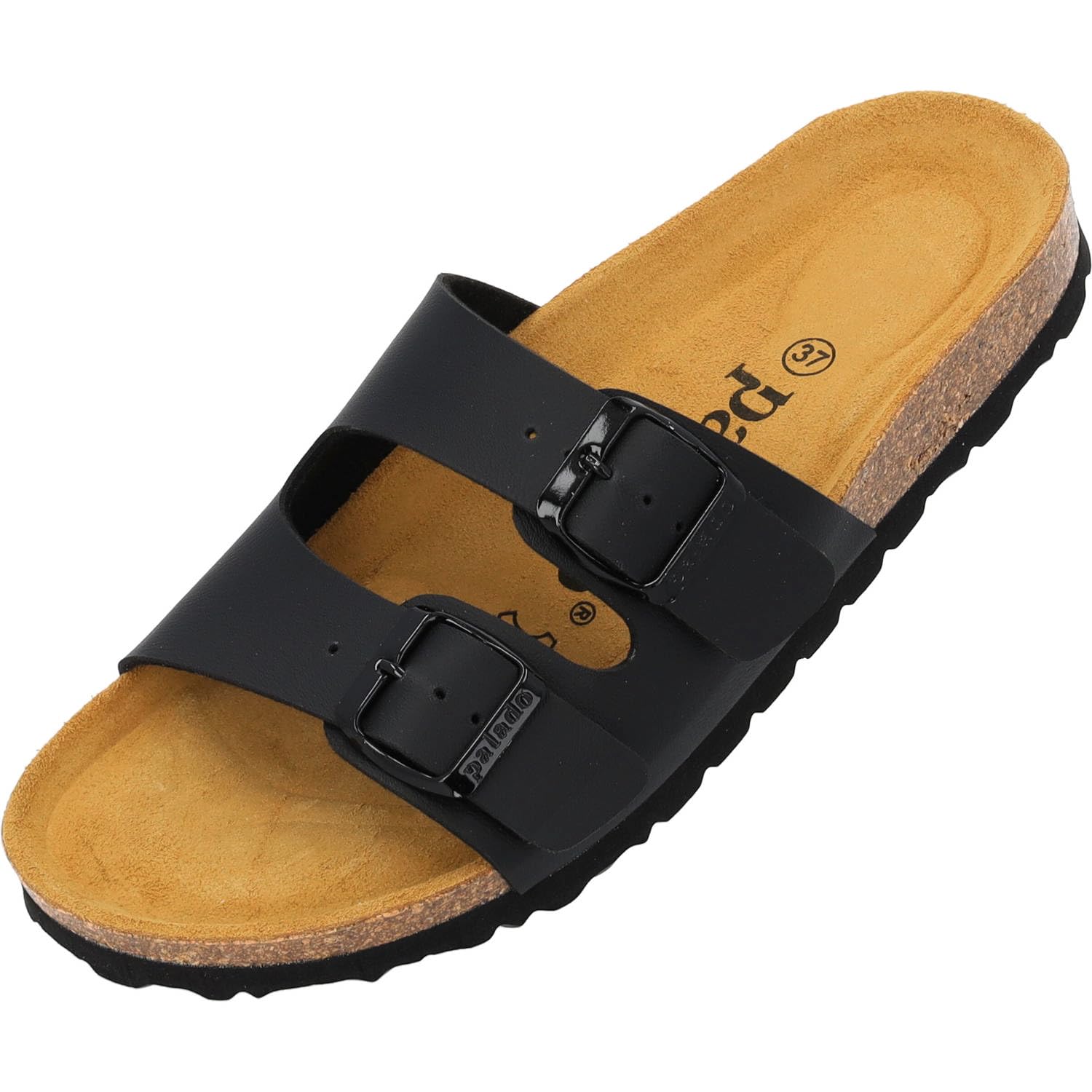 Palado Damen Pantoletten Milos Matt – bequeme Sandalen Made in Spain - Hausschuhe mit dämpfendem Kork-Fußbett - modische Sommerschuhe