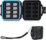 JJC 16 Slots Portable TF Micro SD Memory Card Case, Water-Resistant and Anti-Shock Carrying Case for 16 MSD/SDHC/SDXC Cards With EVA Foam Interior