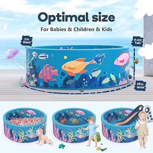 Miniatura 2 de Piscina de bolas de espuma, piscina de pelotas para bebés de 35.4 x 11.8 pulgadas, regalo para bebés, juego para interiores y exteriores (bolas no