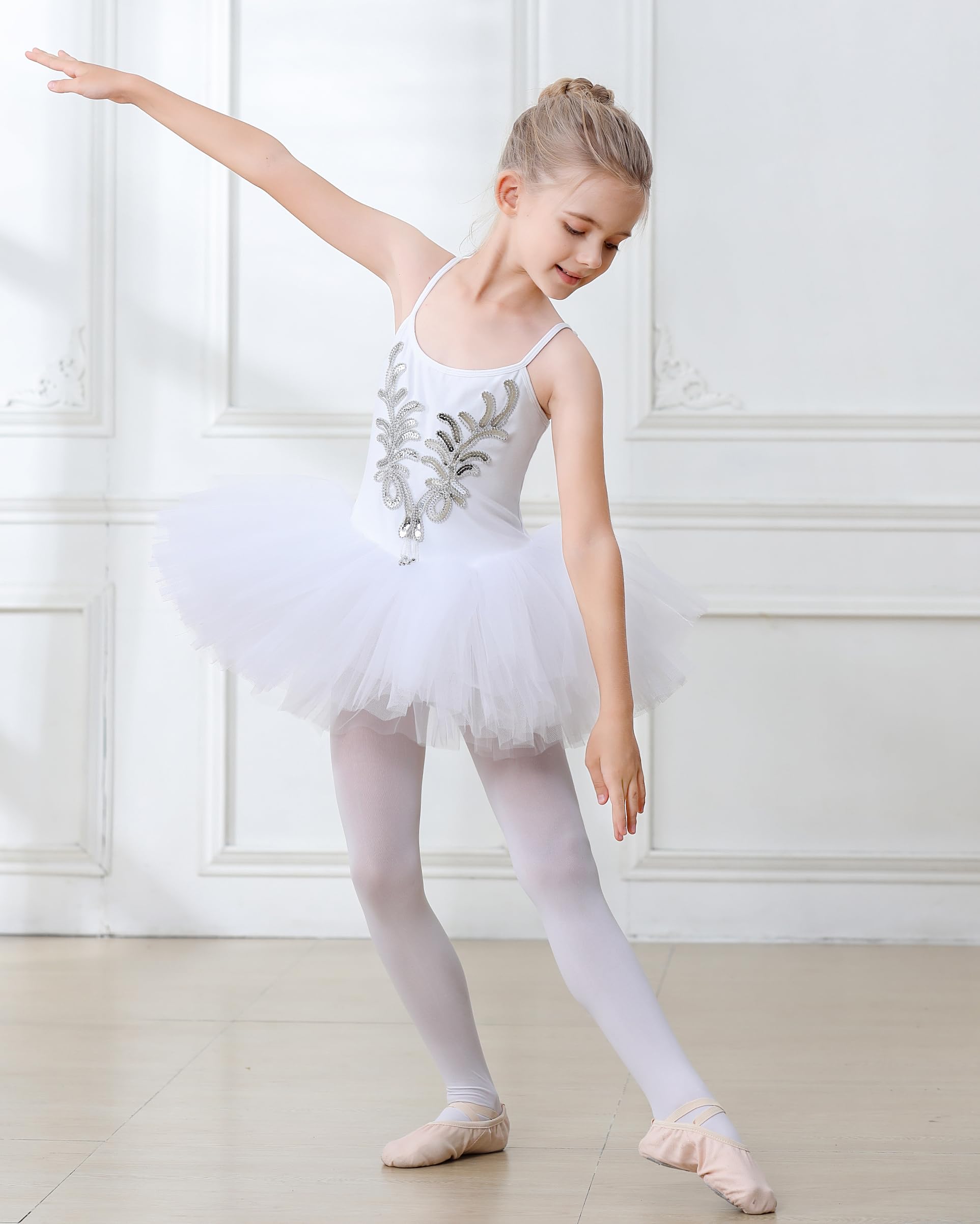 Robe de Ballet Danse Cygne pour Fille Vêtements Danseuse Justaucorps Danse Classique Fille Ballet Tutu