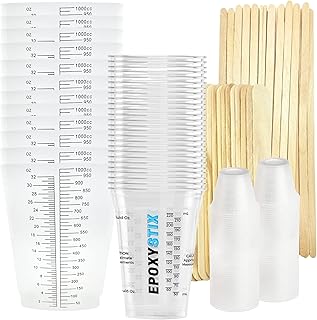 260 Piece EpoxyStix Ultimate Mixing Cup Combo Pack for Epoxy Resin and Paint - Includes 1oz Medicine, 10oz Graduated, 32oz Triangular Cups and 100 Mixing Sticks