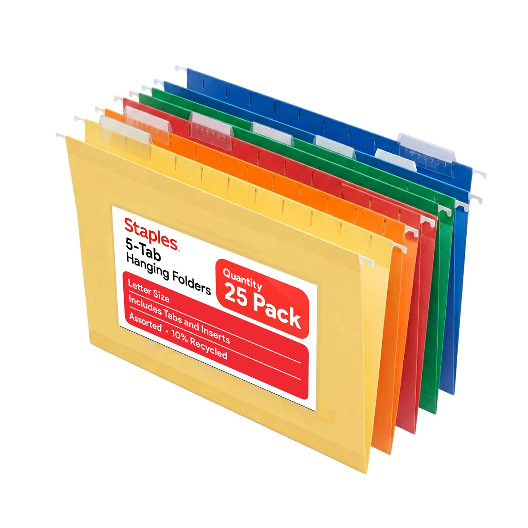 Amazon.com : Staples Hanging File Folders, Letter Size, 1/5‑Cut