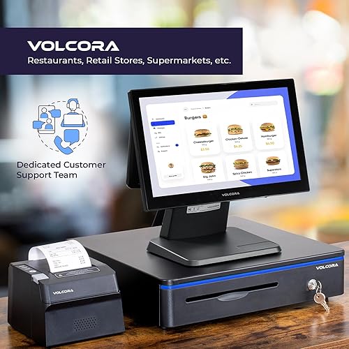 Miniatura 6 de Volcora Cajón de caja registradora para punto de venta sistema POS con esquinas redondas de 16 pulgadas, bandeja extraíble para monedas, 5 billetes