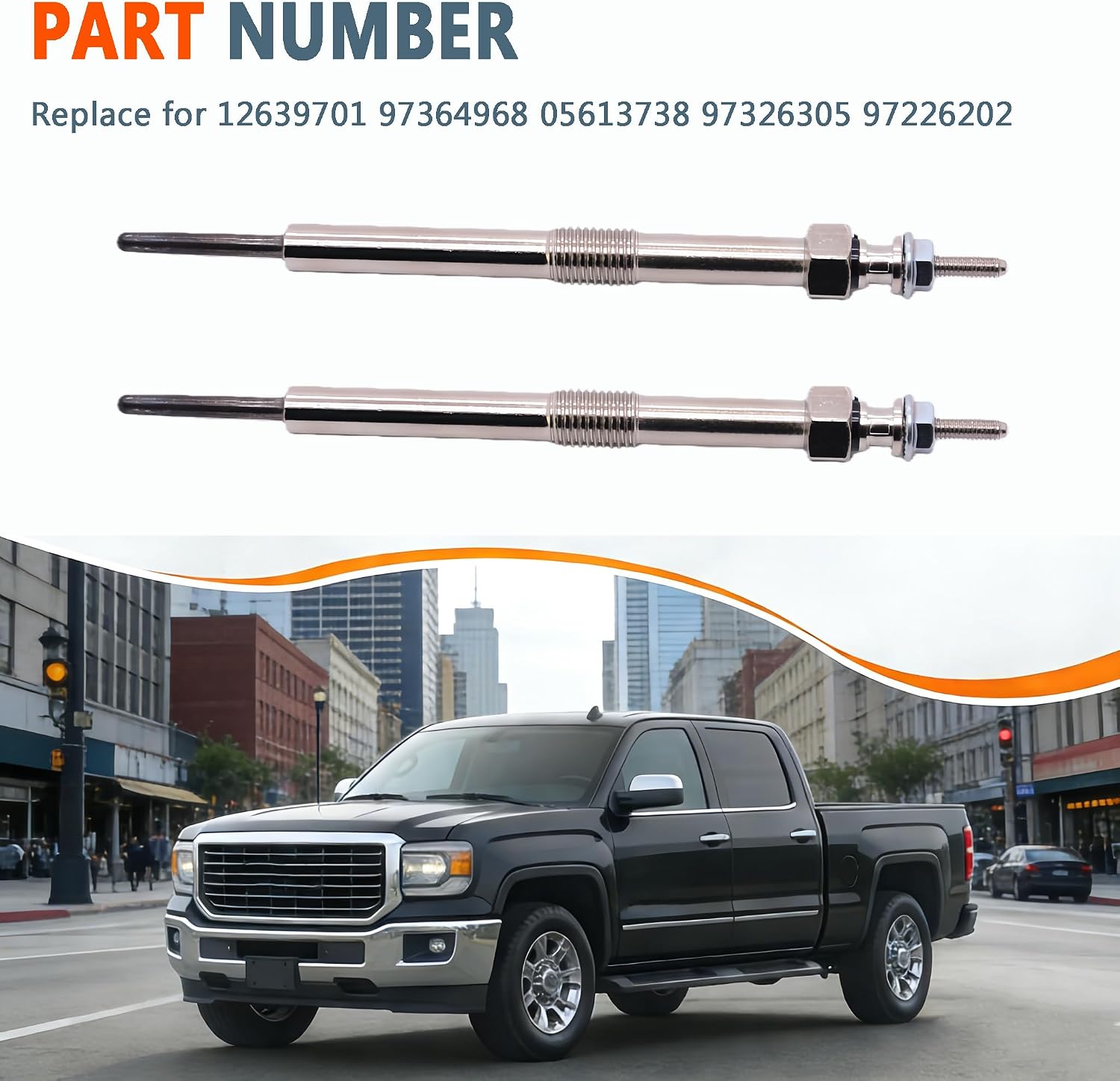 12639701 Ignition Diesel Header Glow Plug 12639701 97364968 DRX00057 Compatible with Chevy Express Silverado GMC Savana Sierra Replace 97364968 05613738 2 PCS