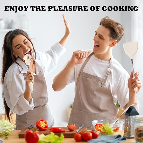 Miniatura 7 de Juego de utensilios de cocina de silicona blanca de alta calidad, no tóxicos, resistentes al calor, sin BPA, con espátula, cuchara, batidor y