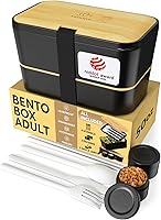 Vista 1 de Umami Caja Bento Todo en 1 con 4 Utensilios, 100% a Prueba de Fugas, Recipientes para Almuerzo Aptos para Lavavajillas y Microondas para Adultos