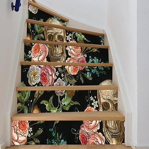 Miniatura 4 de Papel pintado de PVC con diseño de calavera y rosas sin costuras, diseño gótico romántico, papel de contacto extraíble, autoadhesivo, impermeable,