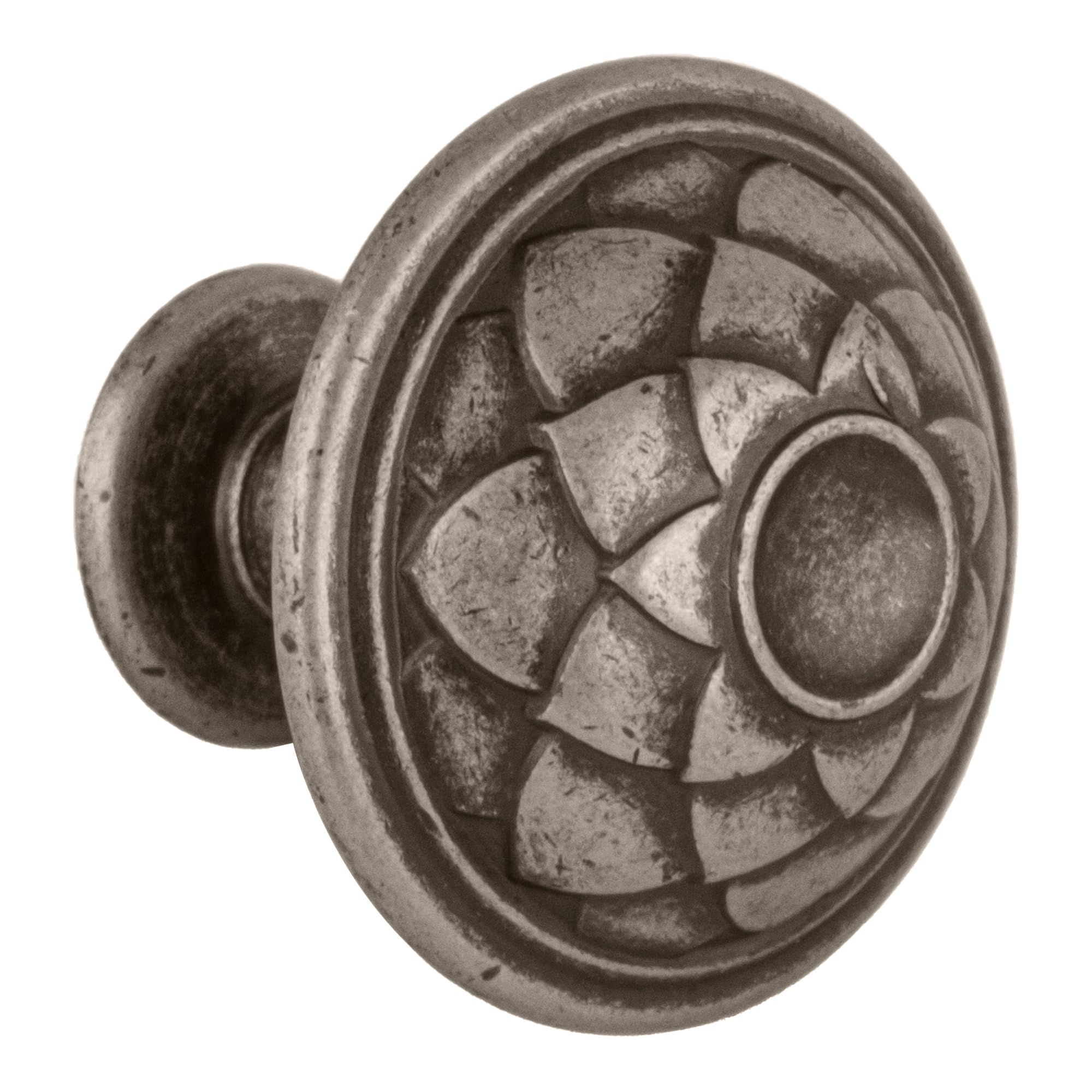 BRIXWELL BXB72035AP-XCP10 Decorative Design Cabinet Knob for Kitchen and Cabinet Hardware 1-5/16" Dia Aged Pewter - Pack of 10