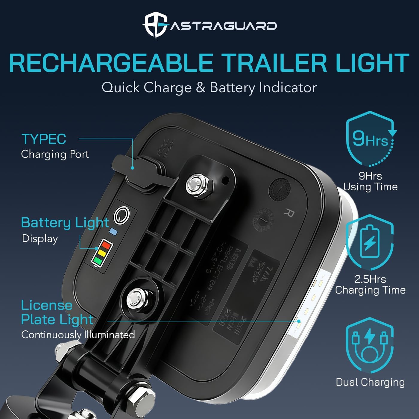 Wireless Trailer Lights, Magnetic Tow Lights, Rechargeable LED Wireless Trailer Light Kit for Truck, Boat, RV, Campers and Utility Trailers, IP67 Waterproof (Black)