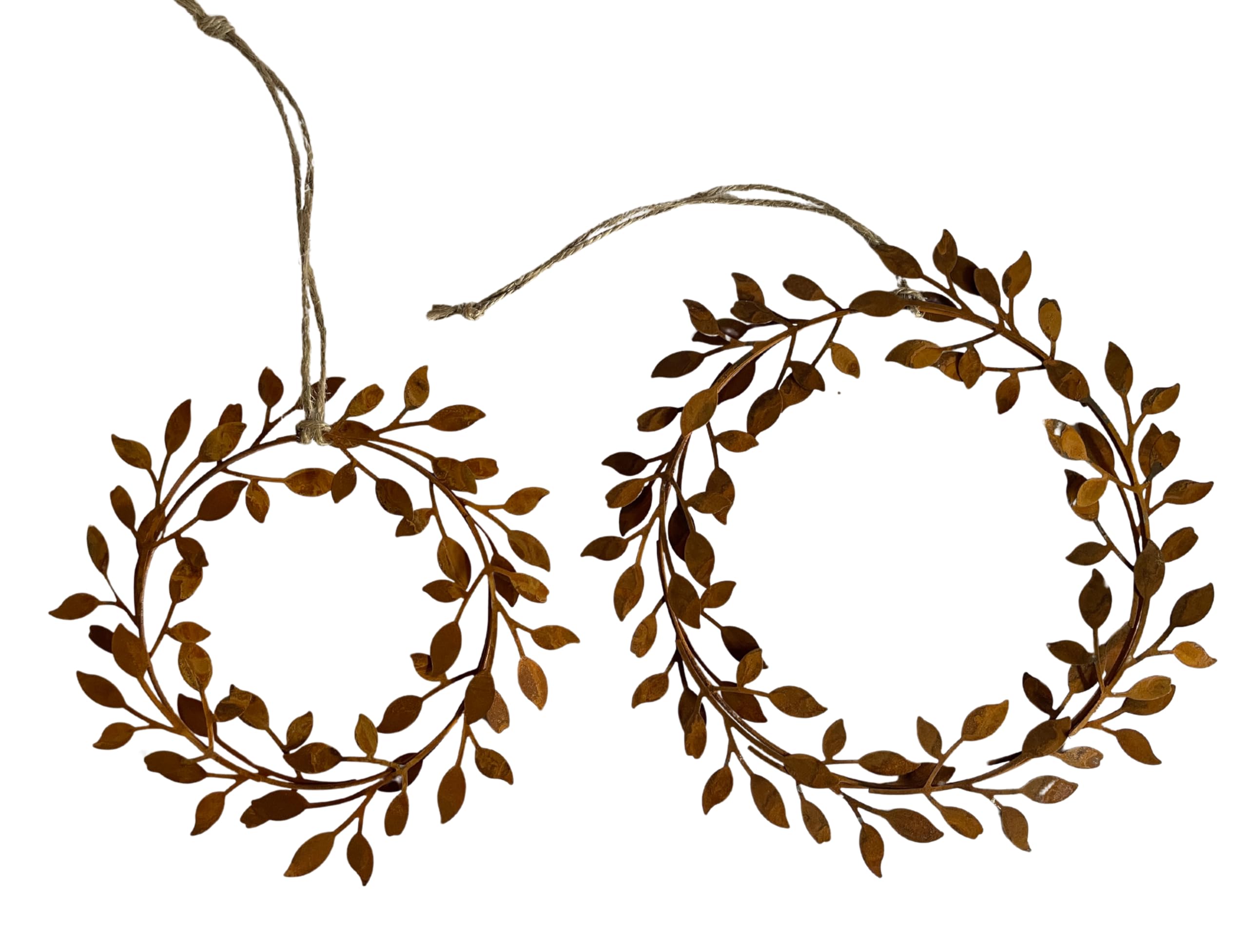 Fensterdeko hängend 2er Set Metallkranz Rost Landhausstil Vintage Wanddeko