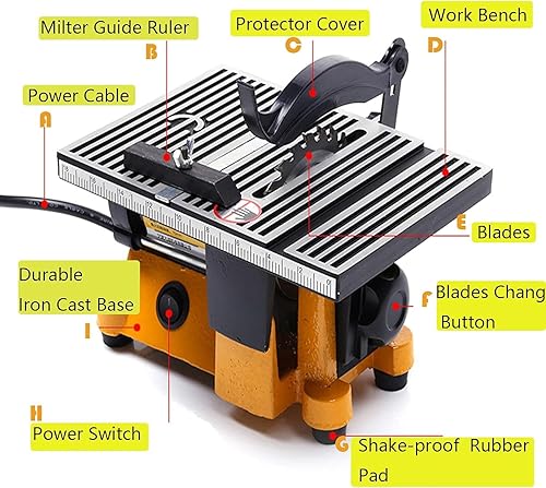 Miniatura 4 de Sierra de mesa portátil de 4 pulgadas, mini máquina de corte de sierra de banco, máquina de corte multiángulo, sierra de mesa eléctrica de 60 W,