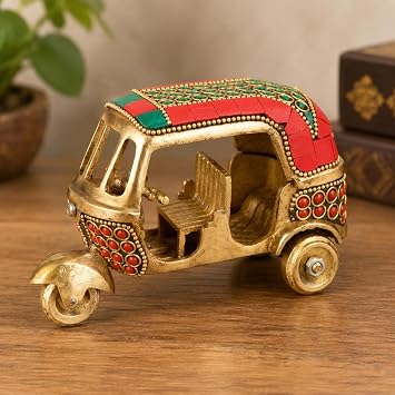 Kartique Brass Auto Rickshaw Tuk Tuk| Miniature| 5 Inch Showpiece
