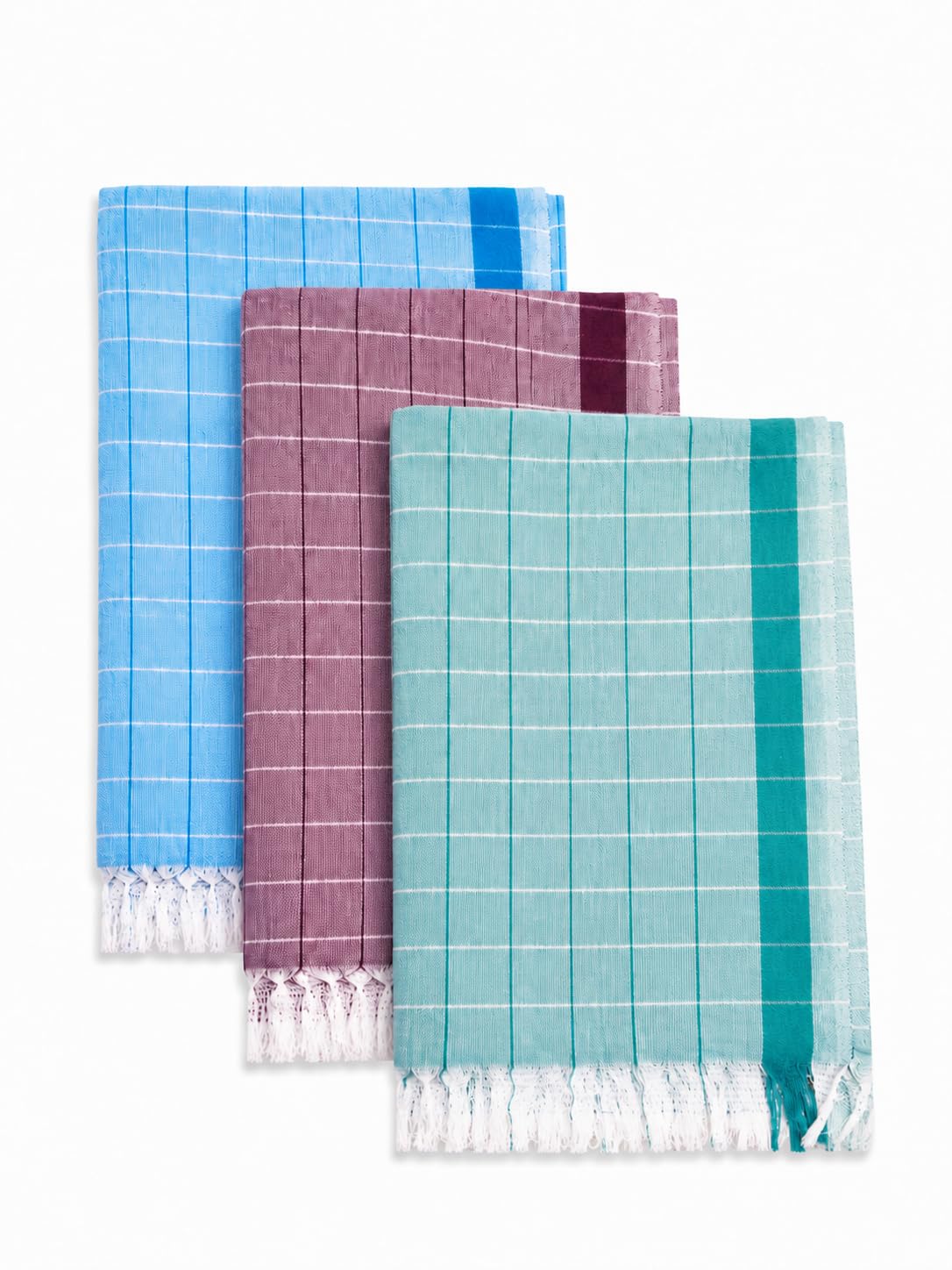 Khadi Cotton Bath Towels (28x52 Inches) / (70x130 cm) - Pure Cotton Handloom Style Thin Ultra Absorbent Quick Dry Towel for Men and Women (Pack of 4- Multicolor)-image-18