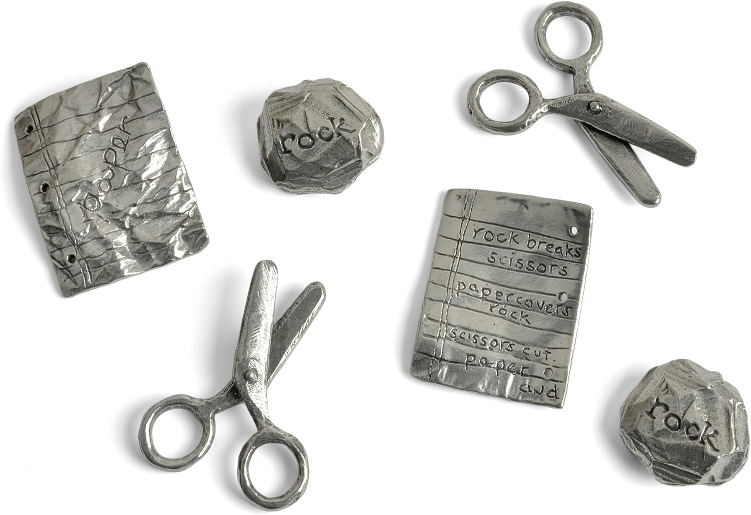 Rock Paper Scissors - RoShamBo, 2 Sets of Pieces - Cynthia Webb Designs Fine Pewter Handcrafted in the USA