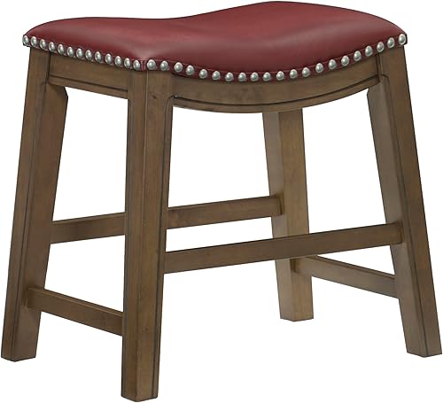 Miniatura 17 de Homelegance Ordway Taburete de Altura de Mostrador de Madera Maciza - Taburete de Cocina Estilo Silla de Montar, Taburetes de Altura de Mostrador