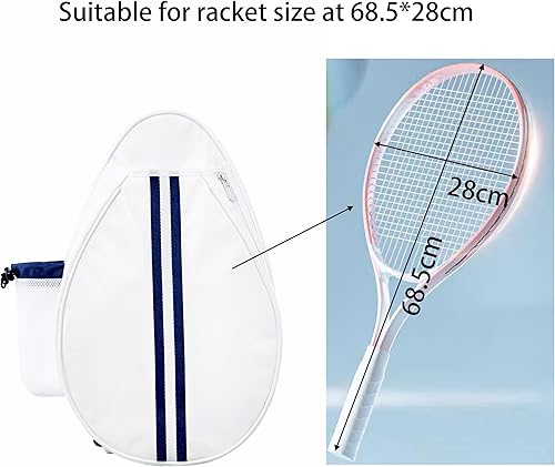 Miniatura 3 de Mochila de Tenis Cruzada de un Hombro de PU Blanco para Niñas, Bolsa de Tenis, Bolsa Bandolera para Raqueta de Tenis para Mujeres, con Portabotellas