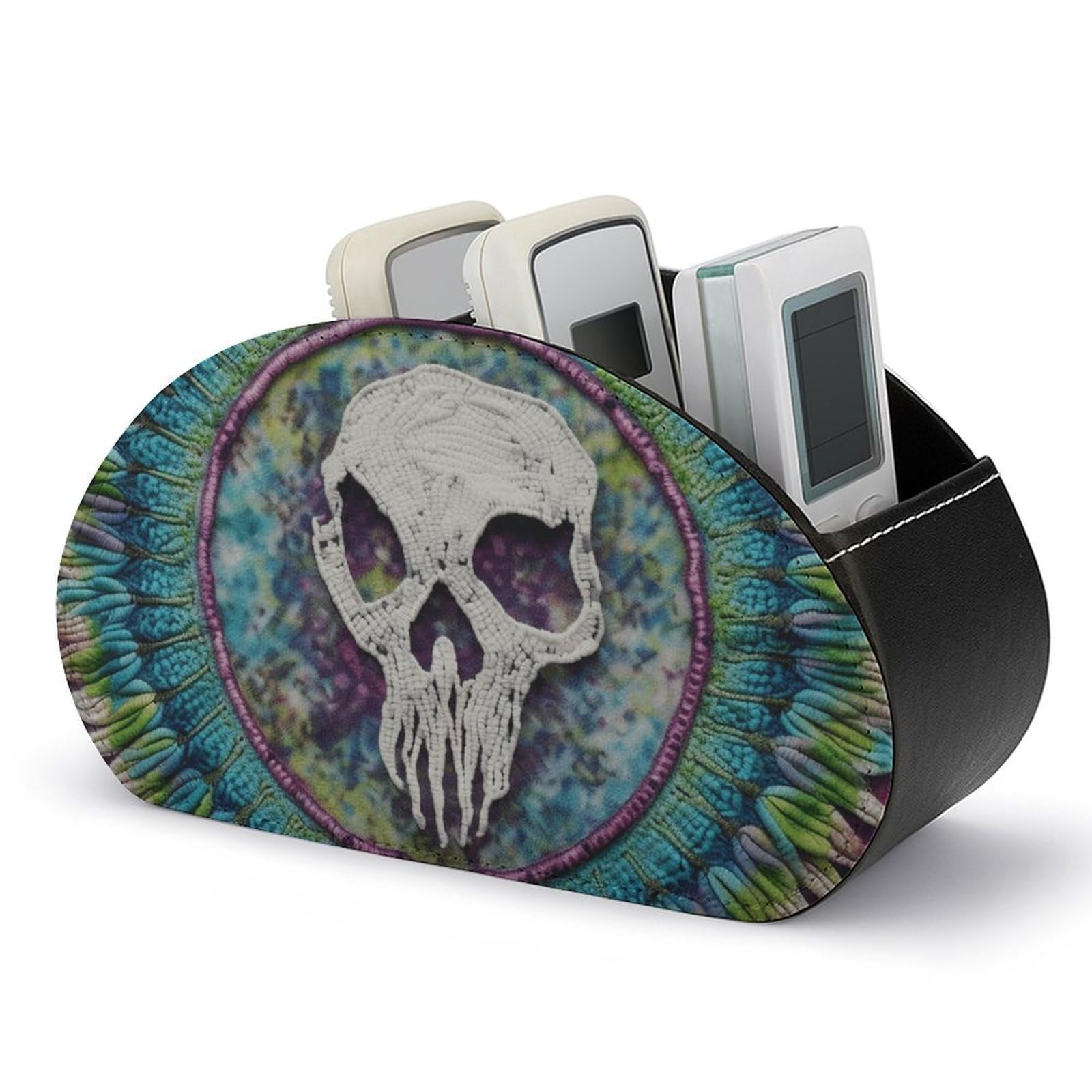 Organisateur de bureau tie-dye pour ranger télécommandes et maquillage