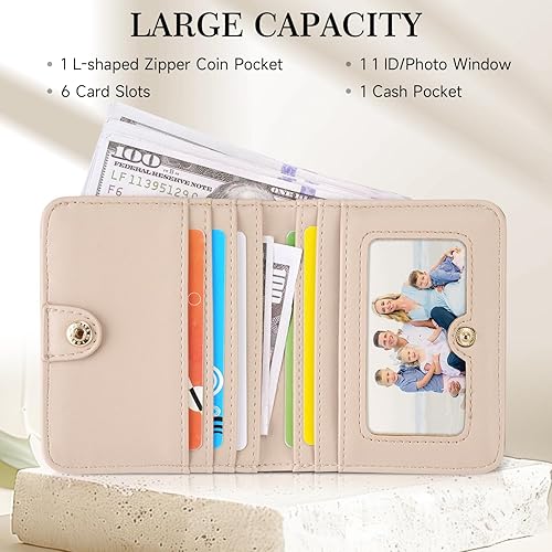Miniatura 4 de Billetera para Mujeres, Billetera Delgada Pequeña para Mujeres RFID Bifold Billeteras Compactas para Mujeres Billetera de Cuero en Relieve 3D con