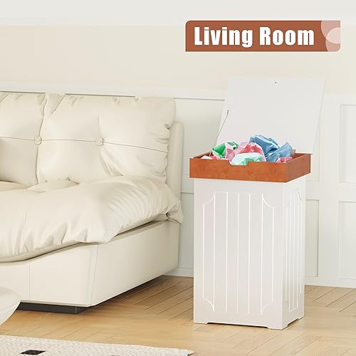 Miniatura 3 de Home-Like cubo para basura de madera con tapa, de 13 galones, ideal para basura reciclable, de 16 de ancho x 13 de profundidad y x 26.5 de alto.
