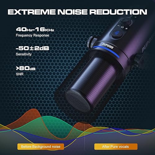 Miniatura 2 de Micrófono de podcast XLRUSB para grabación, micrófono para juegos de computadora de PC con silencio, reverberación, cancelación de ruido, soporte de