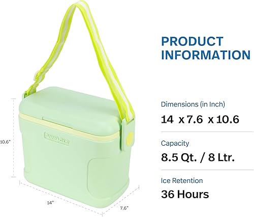 Miniatura 5 de Pinnacle 8.5Qt Mini Cooler  14 x 7.6 x 10.6In Ice Box with Smart Divider, Locking Lid, Adjustable Shoulder Strap  Insulated Picnic Basket Beach