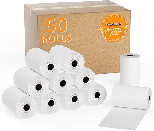 Miniatura 20 de Rollos de papel térmico de 2 1/4" x 50' para recibos POS, papel de caja registradora para máquinas de tarjeta de crédito (200 rollos)