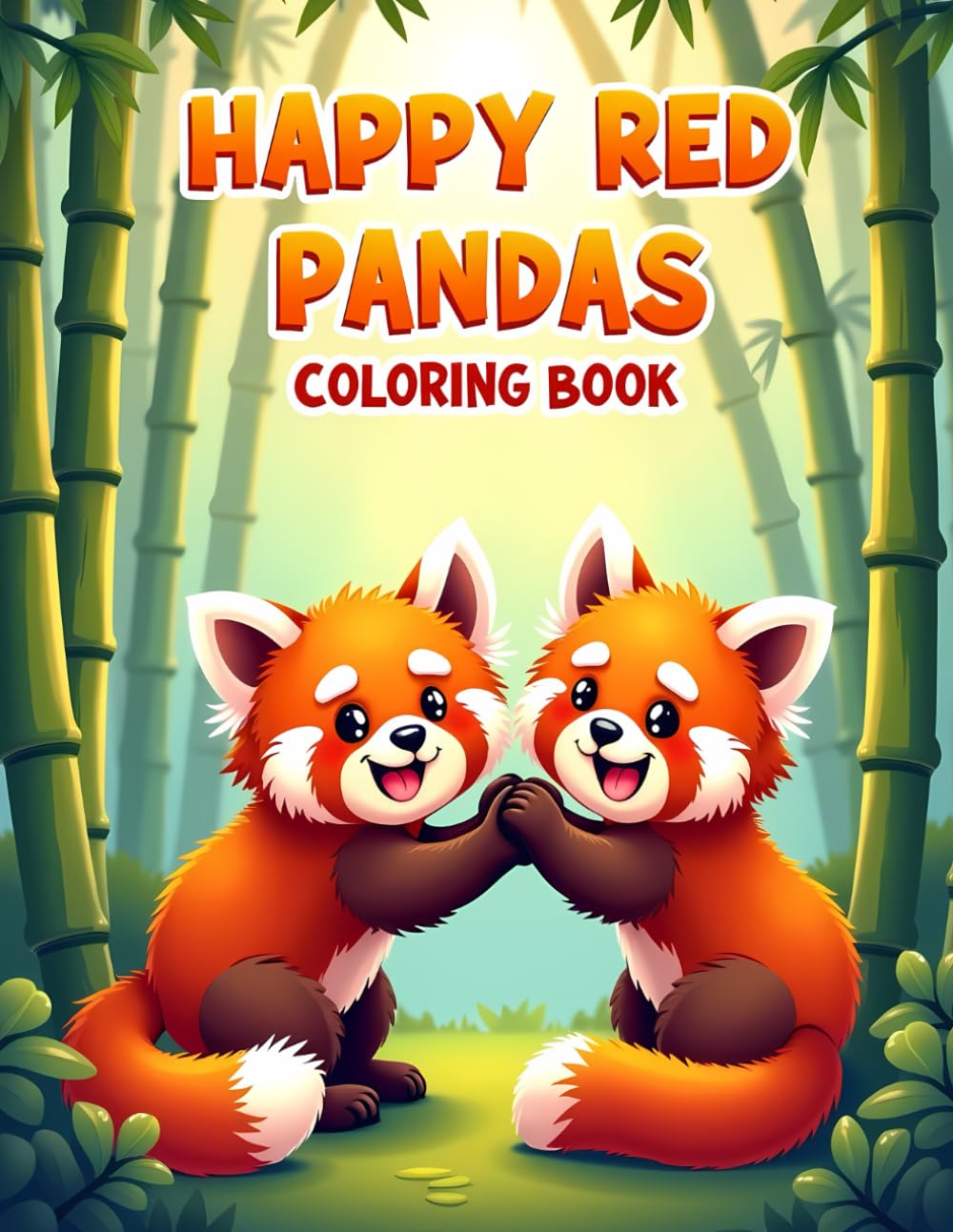 Happy Red Pandas Coloring Book: Cheerful Red Panda Coloring Pages with Bamboo and Nature Scenes for Kids