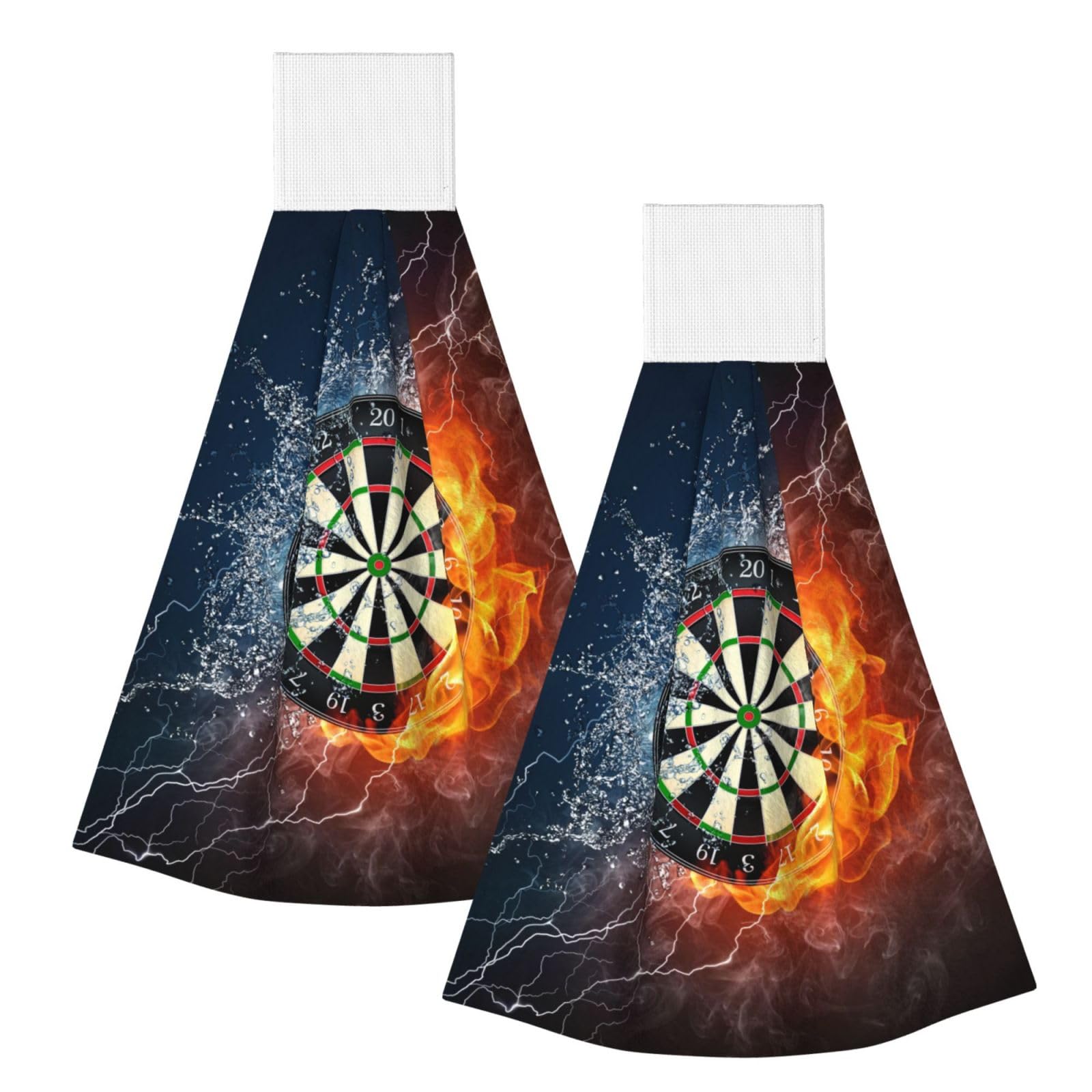 DOPKLNA New Dart Board, 2 Pcs Hanging Coral Fiber Hand Towels for Bathroom, Absorbent Kitchen Towels