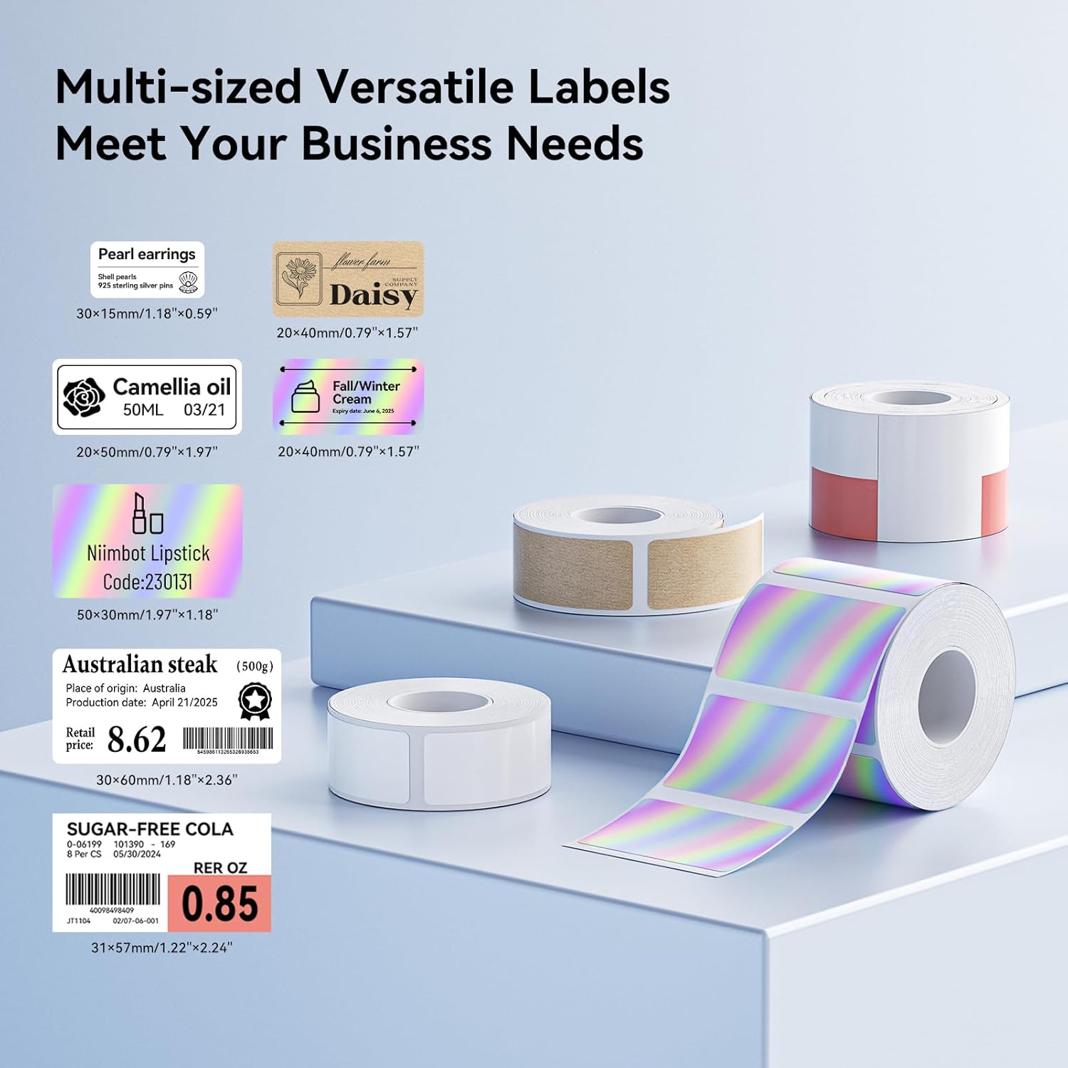 NIIMBOT M2/M3 Self-Laminating Label Sticker 0.59''×1.97'' for Small Business Home Essential Oils Perfumes Cosmetics Sample Bottles Waterproof Oil-Proof Wear and Scratch Resistant, White - Image 5