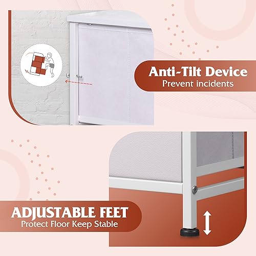 Miniatura 7 de WLIVE Cómoda de Tela para Dormitorio con 10 Cajones, Cómoda Alta con Cajones, Cómodas Blancas Muebles de Dormitorio, Unidad Organizadora de