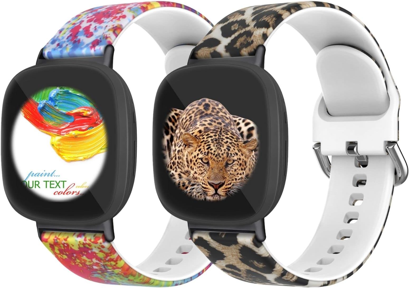 SKYLET Pattern Bands Compatible with Fitbit Versa 3/Fitbit Sense for Women Men, 2 Pack Silicone Printed Floral Replacement Sport Wristbands Compatible with Fitbit Versa 3/Fitbit Sense