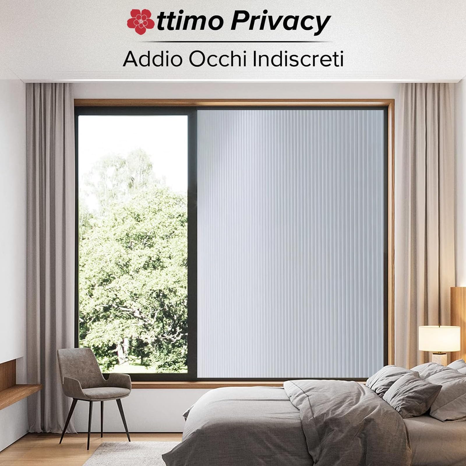 Fensterfolie Sichtschutz 55x200cm - Milchglasfolie Ohne Kleber Schräges Gitter